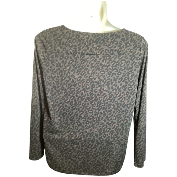 Ann Taylor Leopard Print Blouse in Black and Brown, Stretch, Plus Size 2XL - Picture 2 of 8
